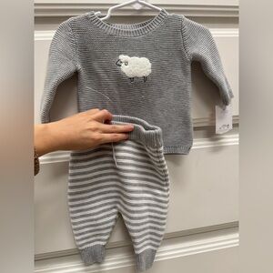 Carter’s Just One You Gray Knit Sheep Sweater Set 3M NWT